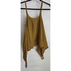 Cotton Flower Handmade Tank Top Gold 100% Cotton Braided Strap Blouse Lagenlook